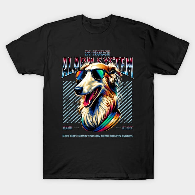 Bark Alert Borzoi Dog T-Shirt by Miami Neon Designs